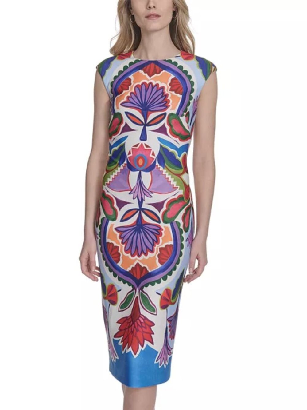 Vince Camuto Scuba Crepe Bold Print Midi Dress - 4